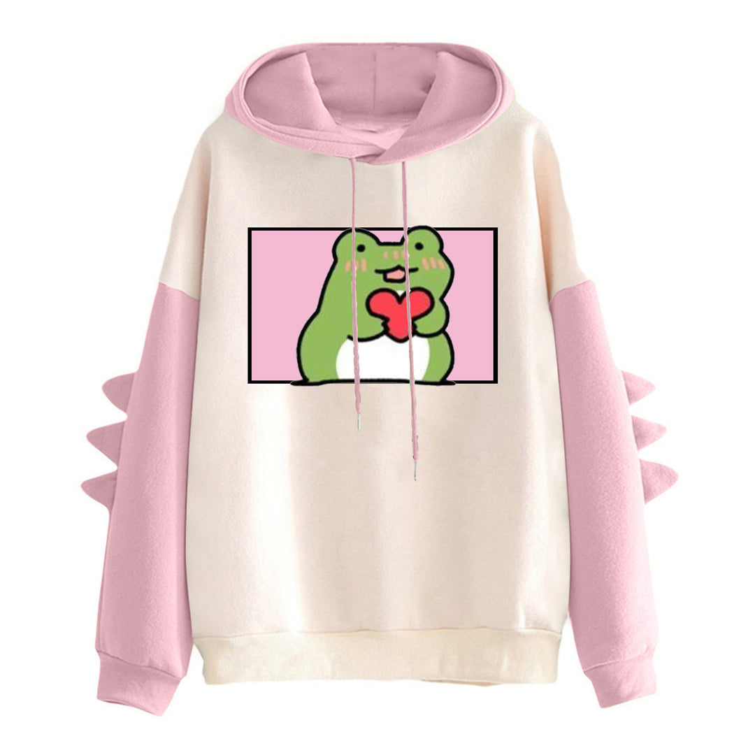 Ladies Hoodie with friendly frog design Chic & Stil