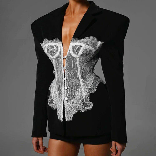 Blazer for women with corset design and lace accents Amarae