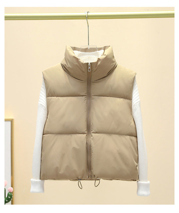 Ladies quilted gilet with high collar and adjustable waist Lune London