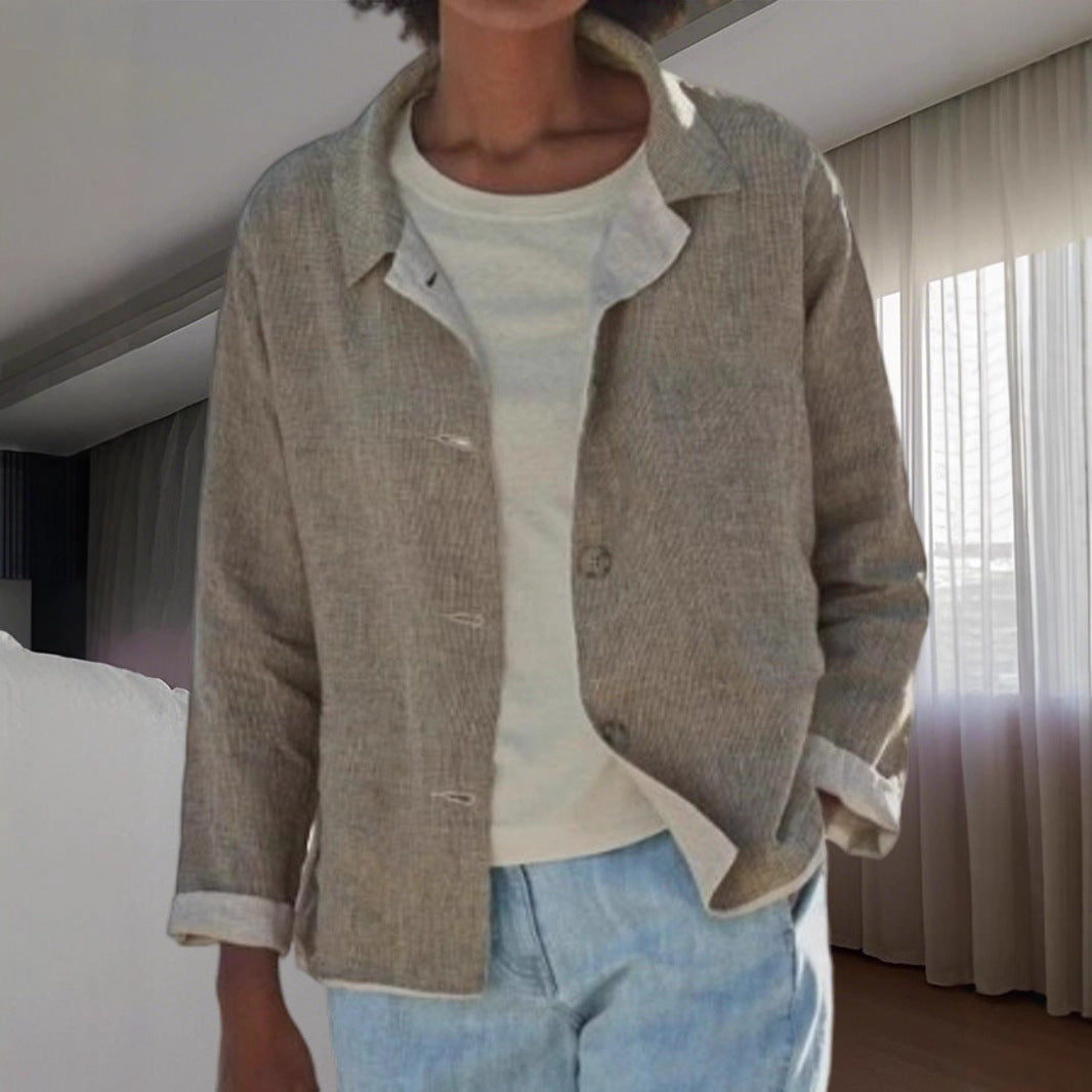 Ladies lightweight and casual cotton jacket with buttoned details Lune London