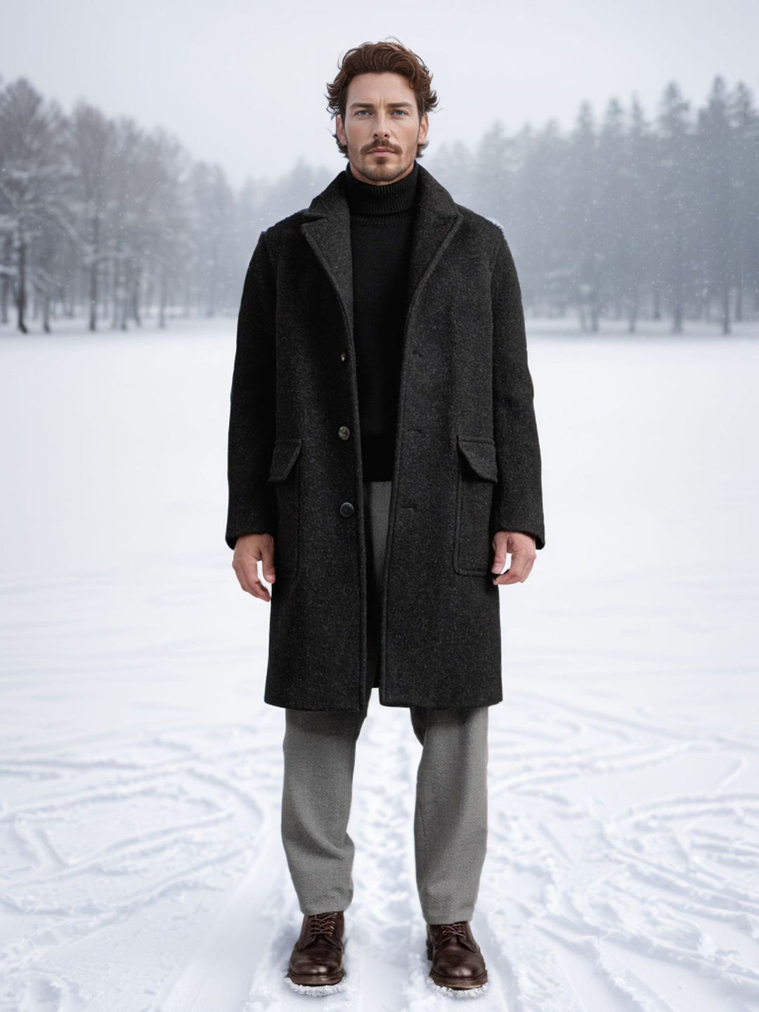 Elegant and warmer winter coat for men with a double-breasted button row and practical pockets Lune London