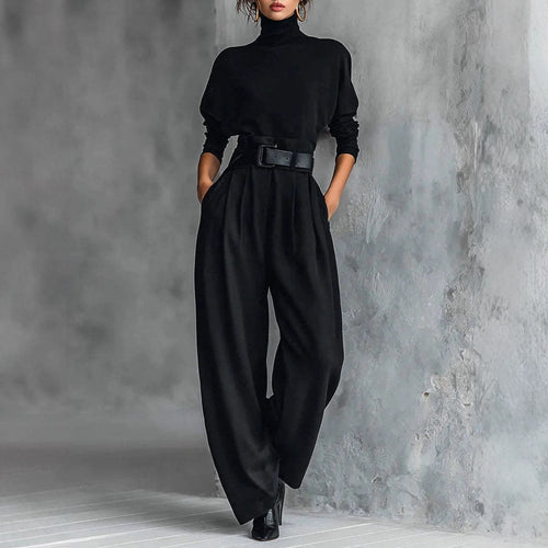 Combinaison utilitaire pour femme avec col haut et ceinture à la taille Chic & Stil