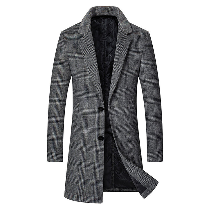 Elegant cinema coat for men with a targeted checkered pattern and a warm inner lining Amarae