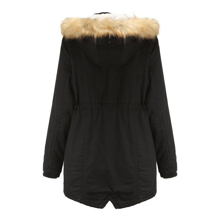 Ladies modern parka with removable faux fur collar and side pockets Lune London