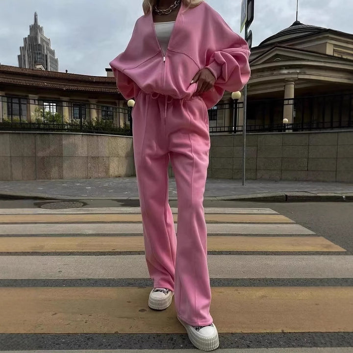 Lune London oversized cropped sweatshirt set for women and wide jogger pants