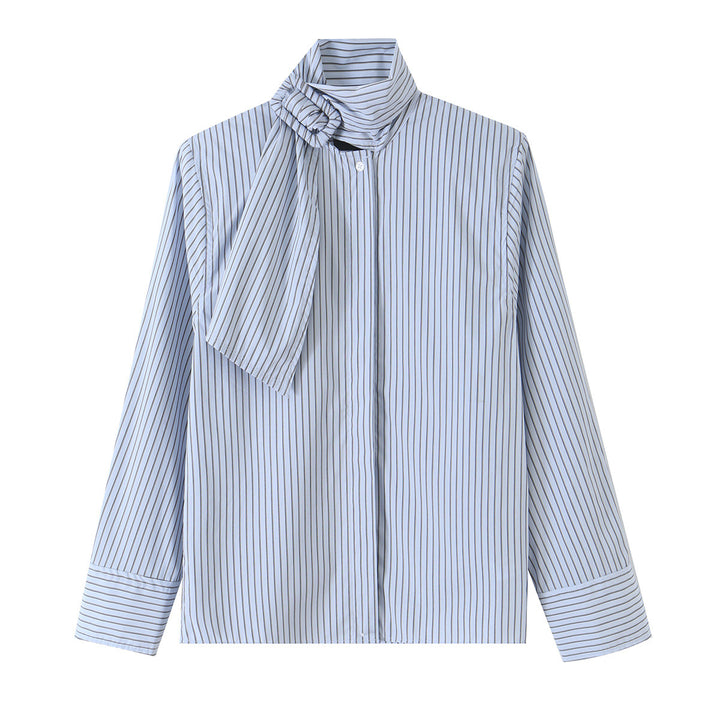 Ladies blouse with tie and concealed button placket Amarae