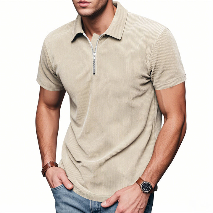 Men's short sleeve sports polo with zipper Lune London