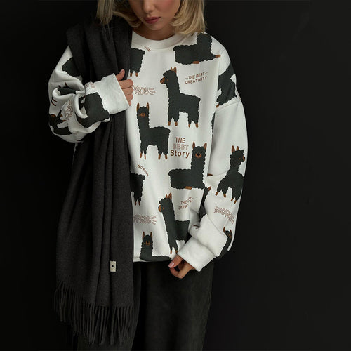 Casual sweatshirt for women with creative llama design Amarae