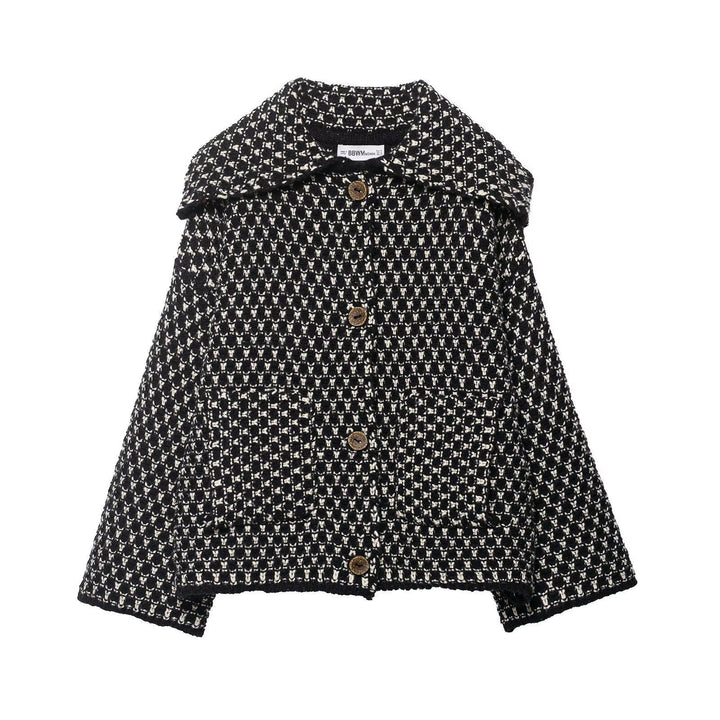 Veste courte à la mode pour femmes avec motif à carreaux et détails en boutons Chic & Stil