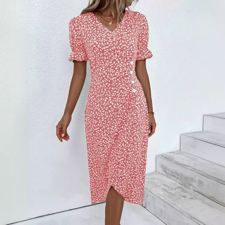 Vintage-inspired floral wrap dress for women Lune London