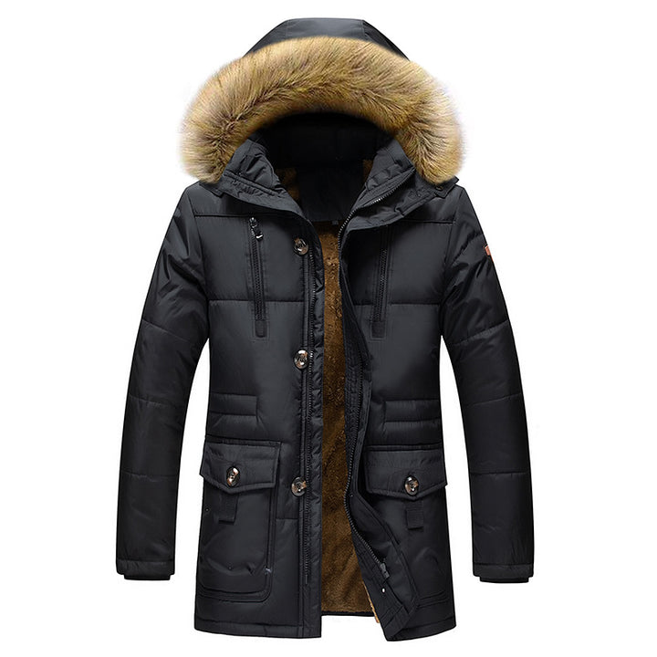 Men's Urban Winter Parka with double closure, fur-lined hood, and multifunctional utility pockets Amarae