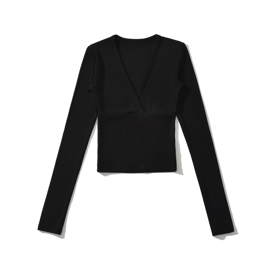 Women's wrap shirt with V-neck and fitted dividing seam Amarae