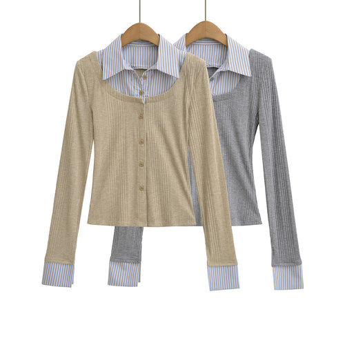 Long-sleeve shirt for women with a modern structured design and a classic shirt collar Amarae
