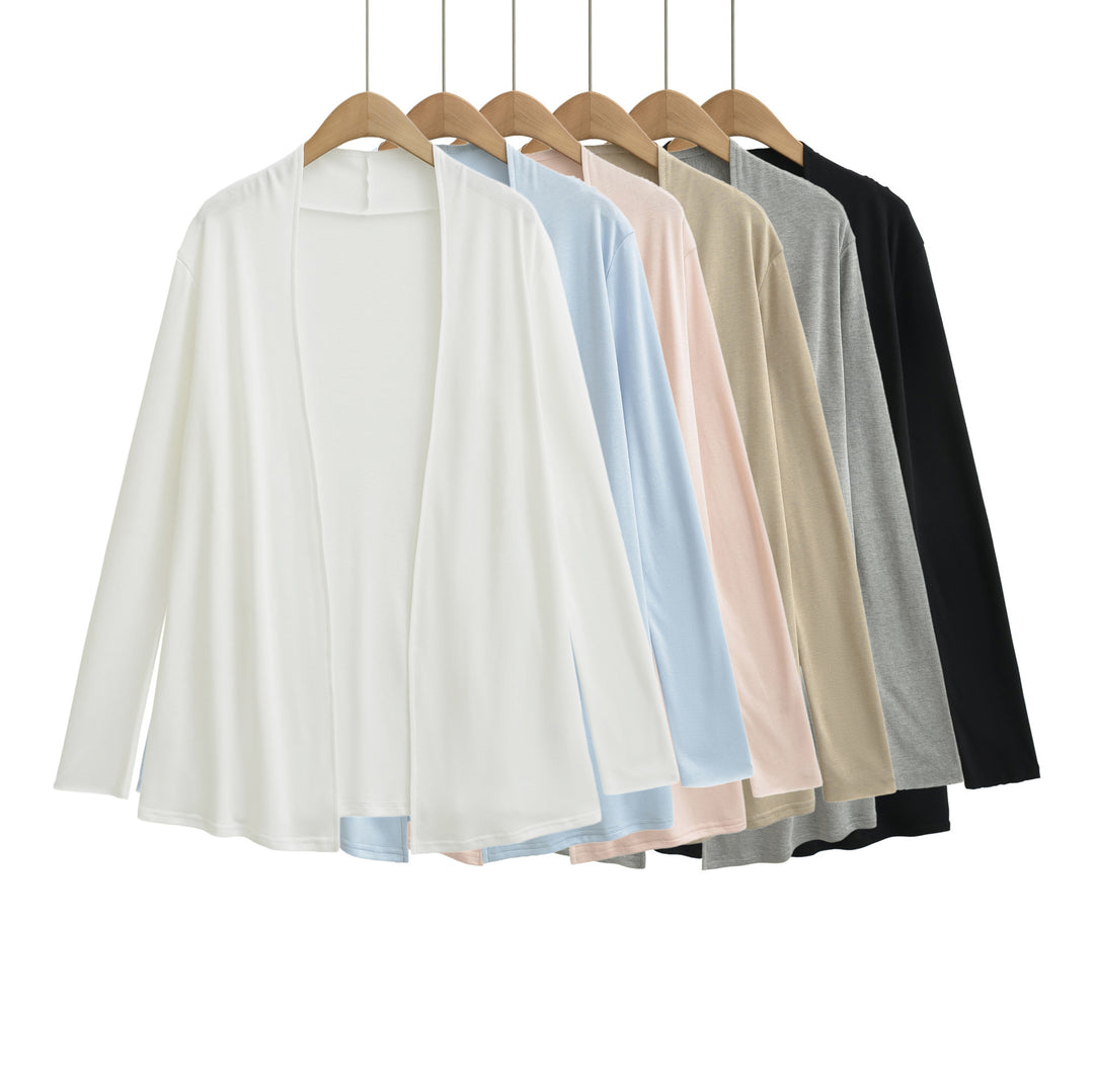 Women Open Flowing Jersey Cardigan with Waterfall Edge Amarae