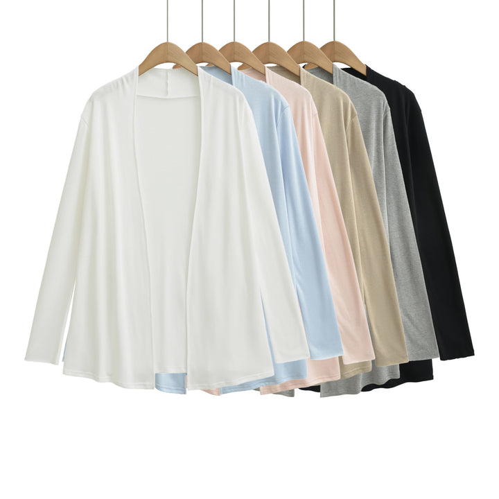 Women Open Flowing Jersey Cardigan with Waterfall Edge Amarae