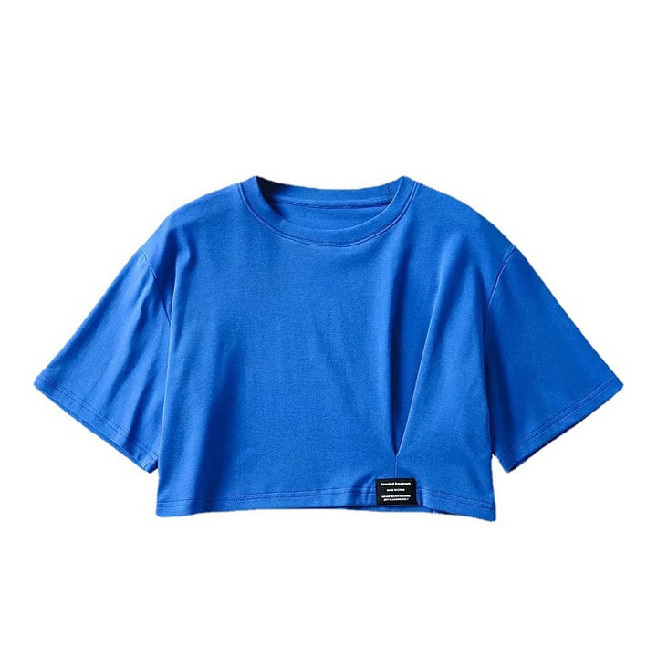Women cropped leisure top with casual cut and elastic hem Lune London