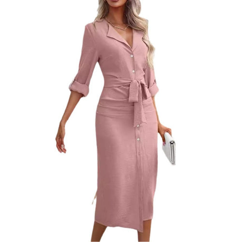 Midi shirt dress for women with belt at the waist Chic und Stil