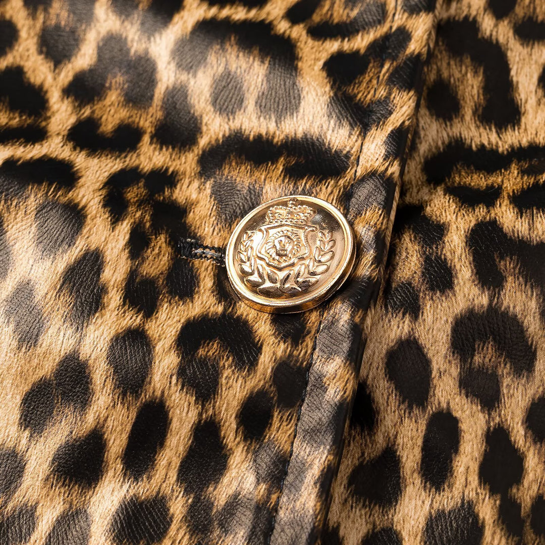 Women Tailored Blazer Vests with Deep V-Neck and Leopard Print Amarae