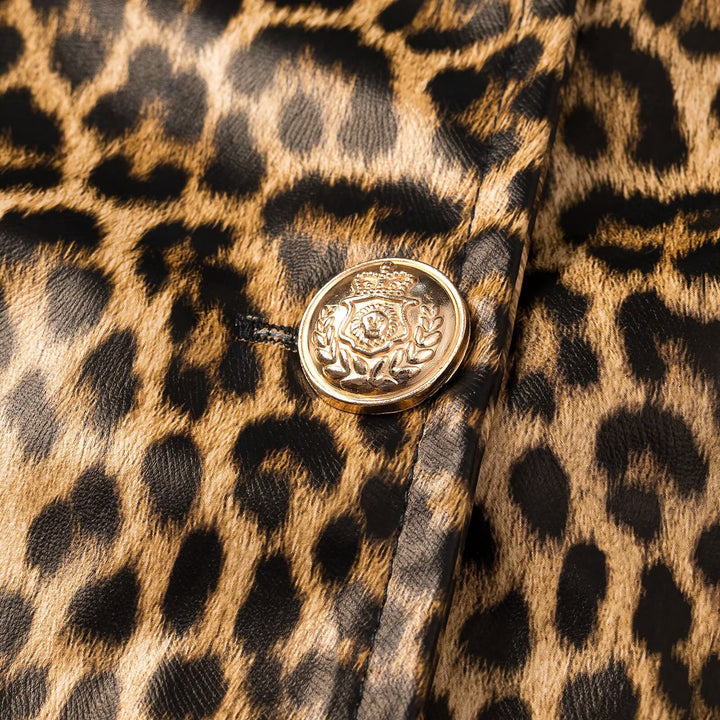 Women Tailored Blazer Vests with Deep V-Neck and Leopard Print Amarae