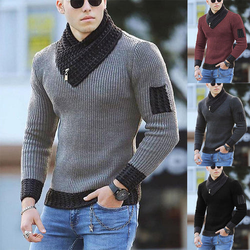 Structured men's sweater with modern high collar Amarae