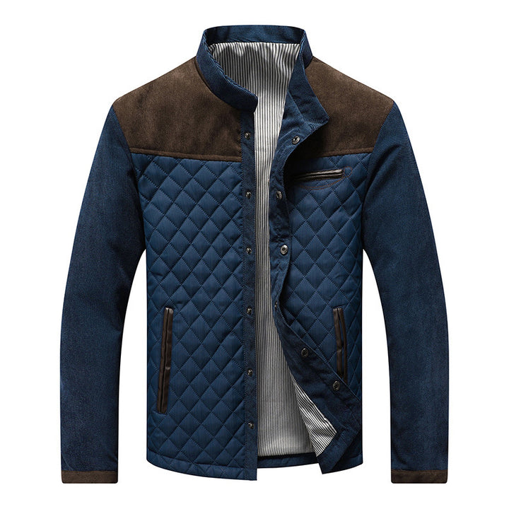 Quilted leisure jacket for men with brown suede accents Lune London
