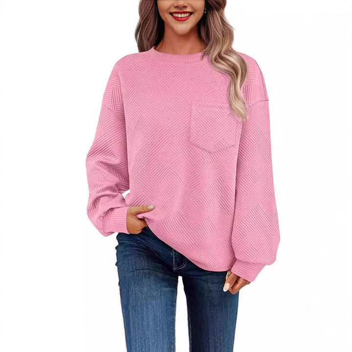 Casual sweater for women with structured fabric pattern and practical chest pocket Lune London
