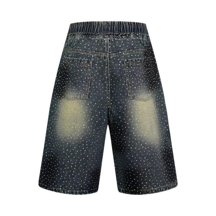 Women's high-waisted denim culotte shorts with comfort waistband and subtle polka dot pattern Amarae