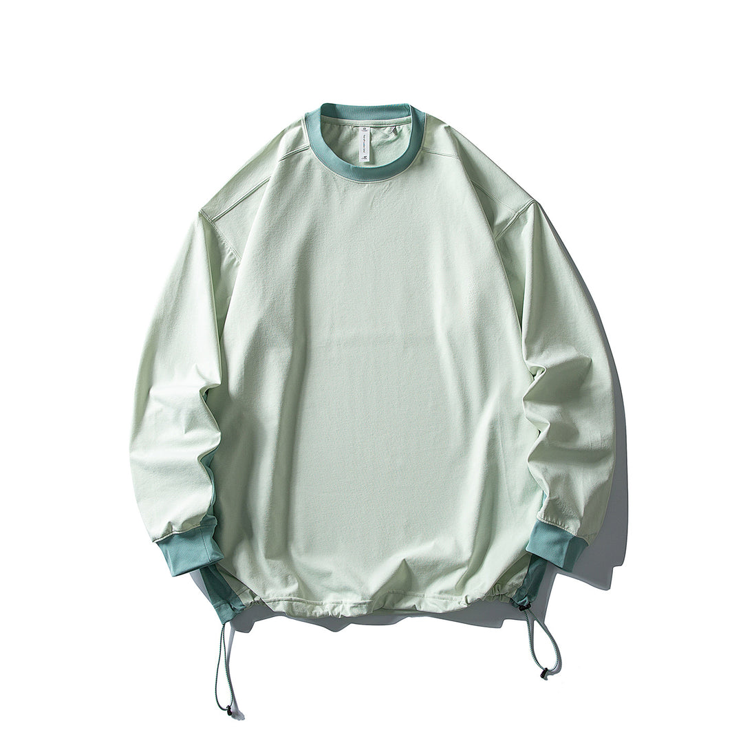 Unisex Oversize Fleece Pullover with Drawstring Hem and Contrast Collar Amarae