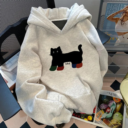 Sweat à capuche pour femmes avec coupe décontractée et design créatif de chat Chic & Stil