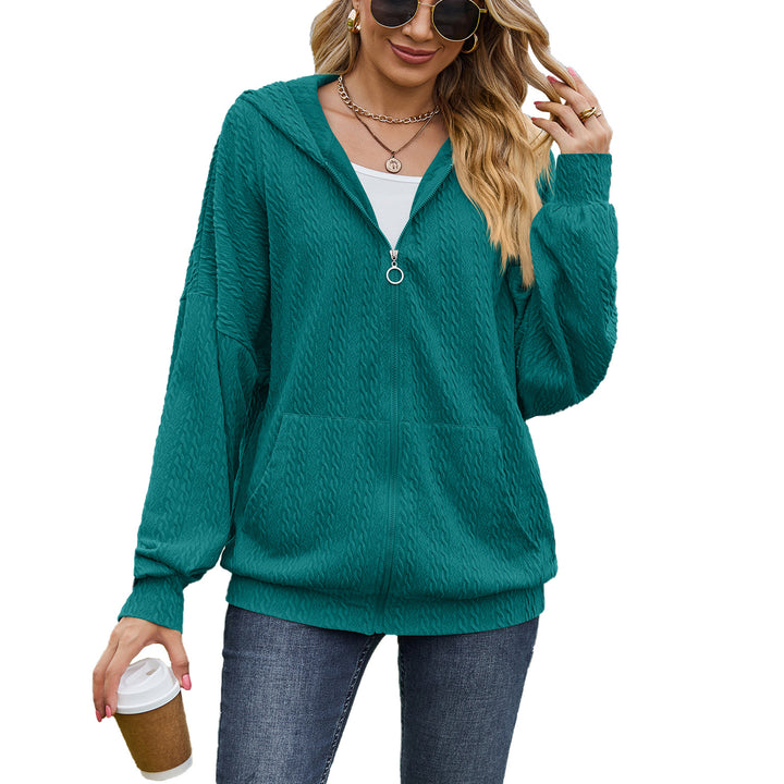 Ladies Oversized Hoodie with Textured Pattern and Practical Pockets Lune London
