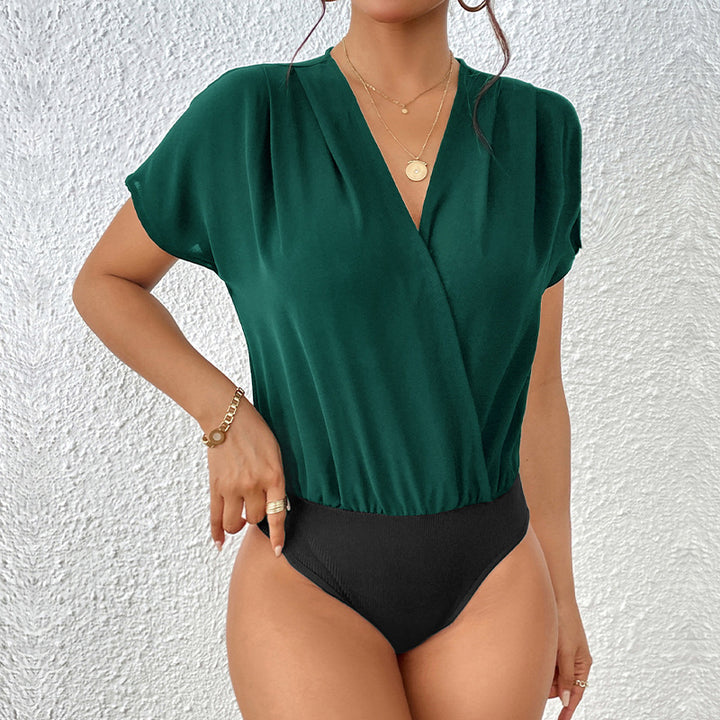 Elegant V-neck blouse for women with short sleeves Lune London