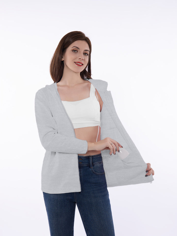 Casual zip-up hooded jacket for women with functional pockets and breathable fabric composition Lune London