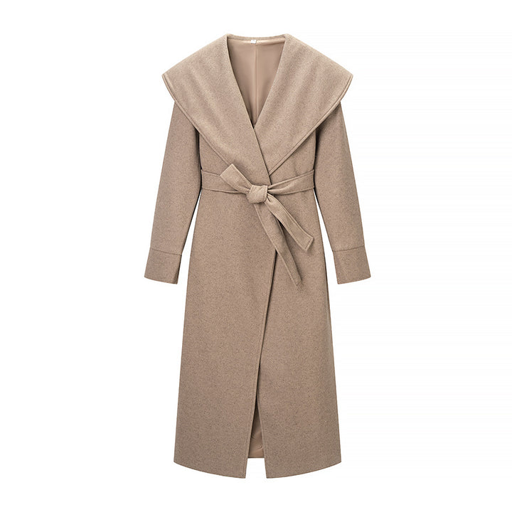 Women Oversize Wool Blend Cocoon Coat with Extra Wide Shawl Collar and Straight Cut Amarae