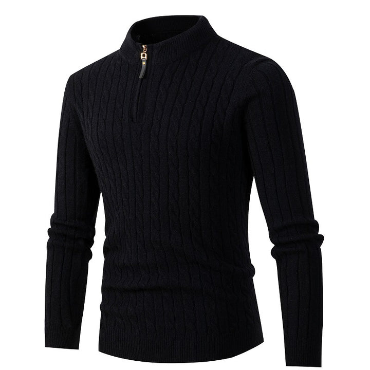 Men's knitted sweater with modern zipper and cable knit pattern Lune London