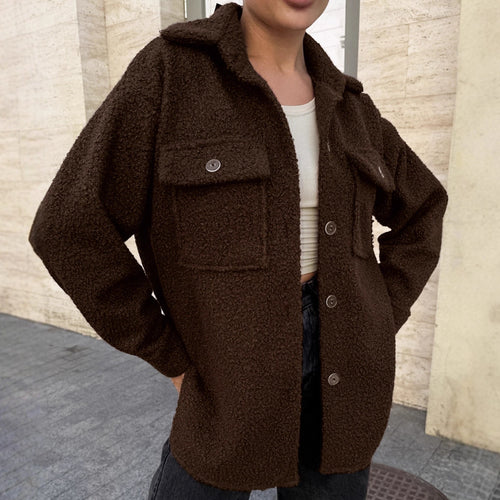 Ladies fluffy utility jacket with practical pockets Amarae