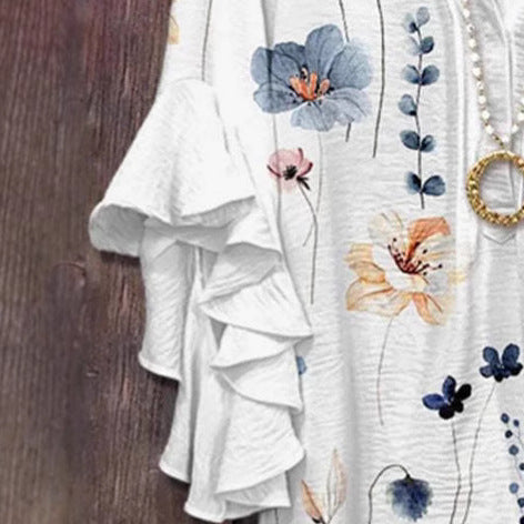 Ladies Floral Ruffle Sleeve Blouse Amarae