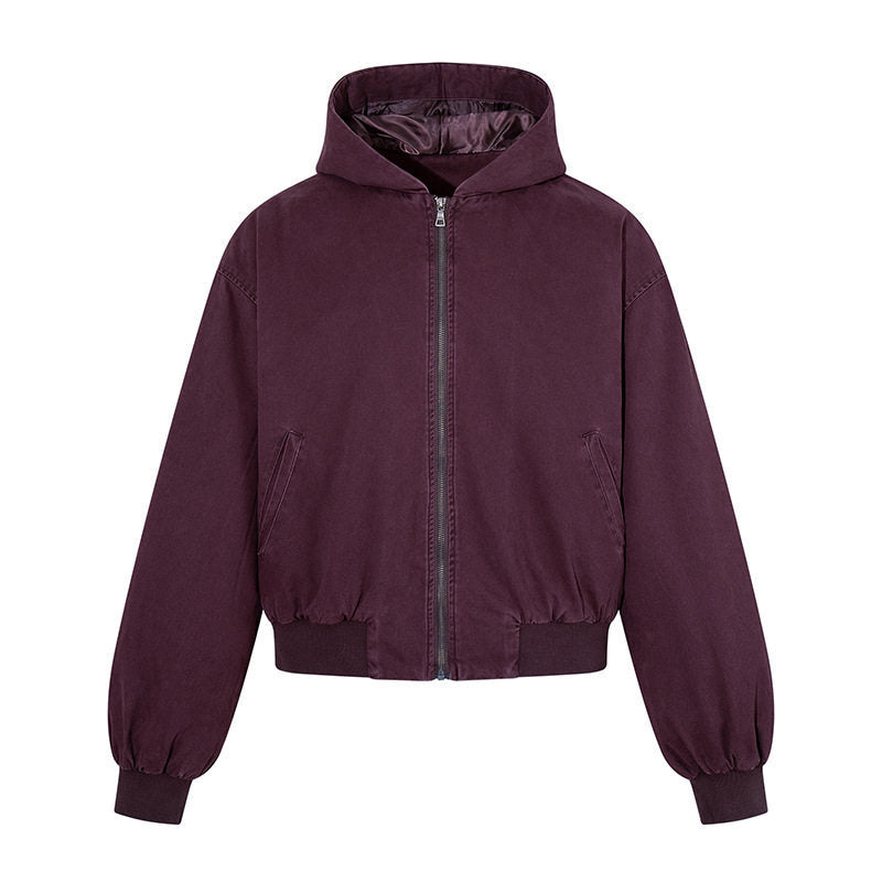 Women's Short-Cut Hooded Bomber Jacket with Padded Lining and Elastic Hem Amarae