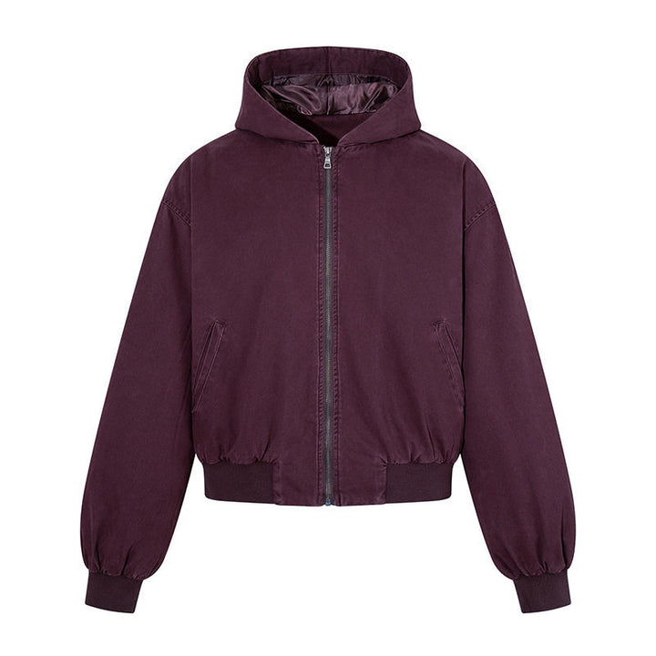 Women's Short-Cut Hooded Bomber Jacket with Padded Lining and Elastic Hem Amarae