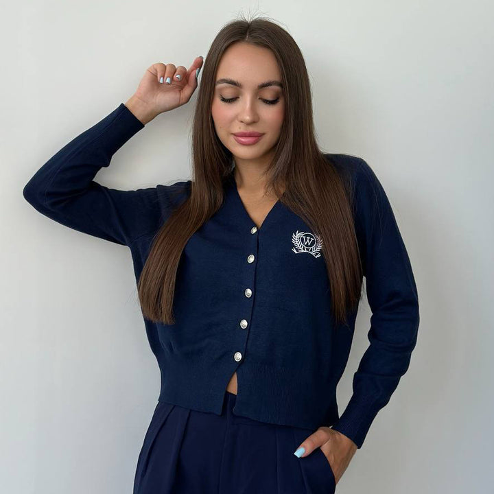 Women elegant cardigan with button details and V-neck Lune London