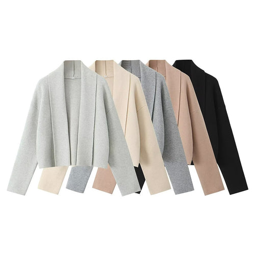 Casual knit jacket for women with an open design and a V neck Amarae