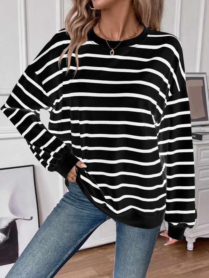 Ladies casual sweater with modern striped pattern Lune London