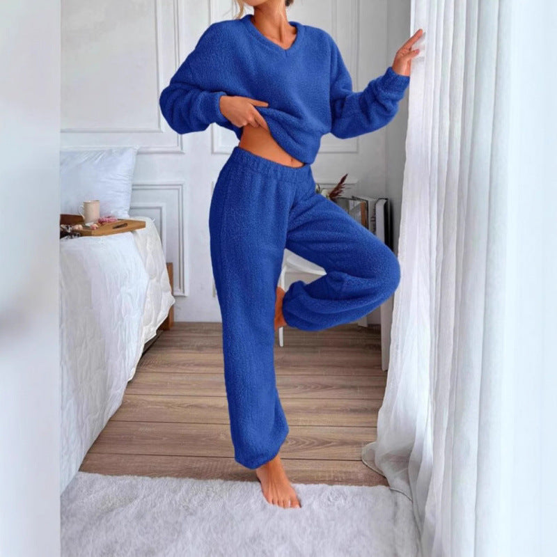 Ladies Cozy Fleece Lounge Set with Elastic Waist Lune London