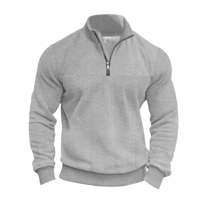 Fleece sweater for men with high collar and textured design Amarae