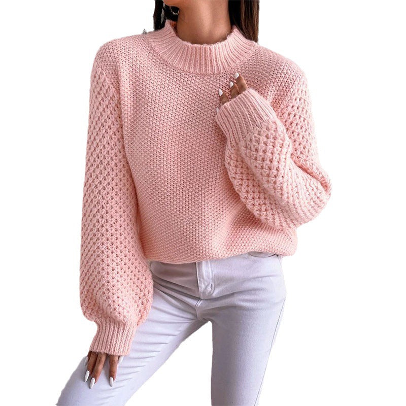 Oversized cozy pullover for women with structured pattern and turtleneck Lune London