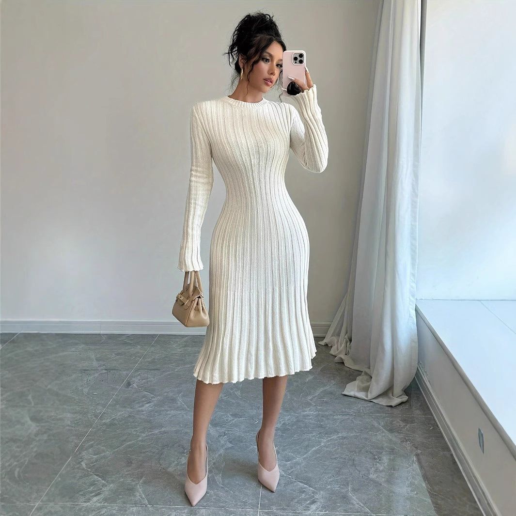 Elegant knit dress for women with structured rib design Lune London
