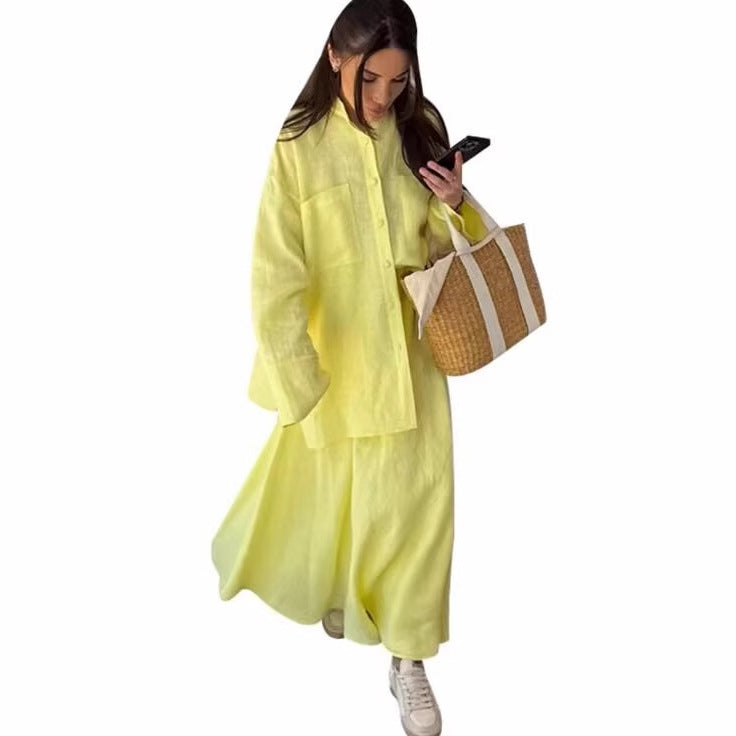 Maxi dress for women with a loose fit and casual shirt collar Lune London