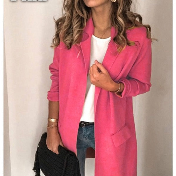 Elegant long women's coat with pockets Amarae