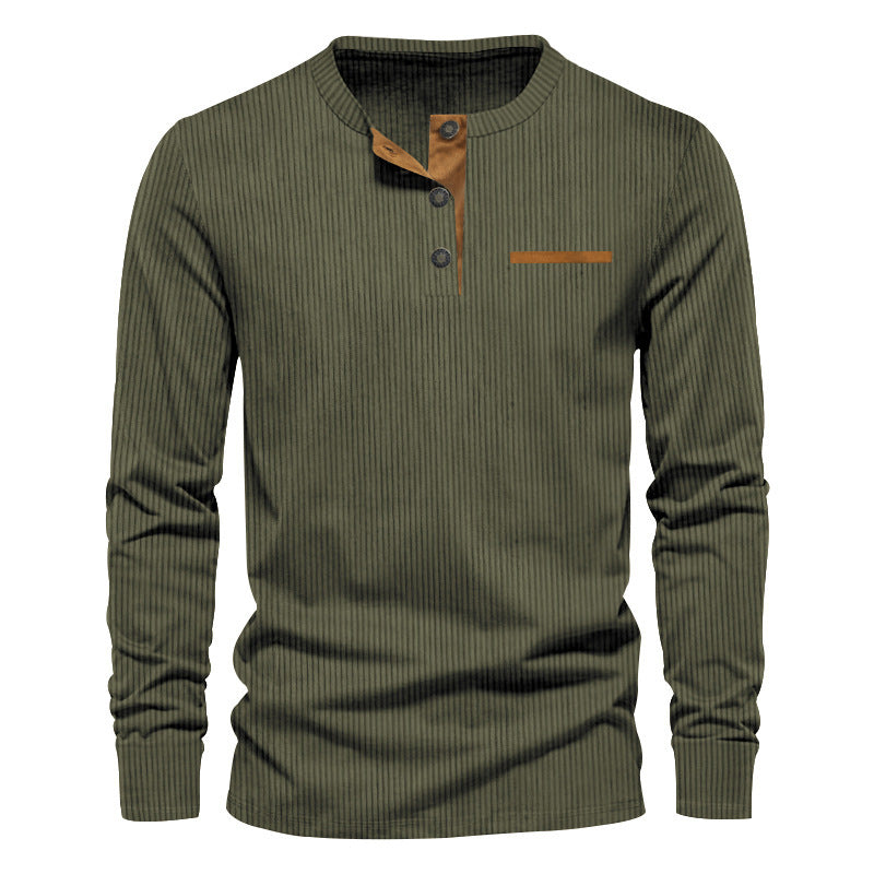 Long sleeve shirt for men with ribbed design and button placket Amarae