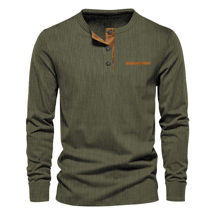 Long sleeve shirt for men with ribbed design and button placket Amarae
