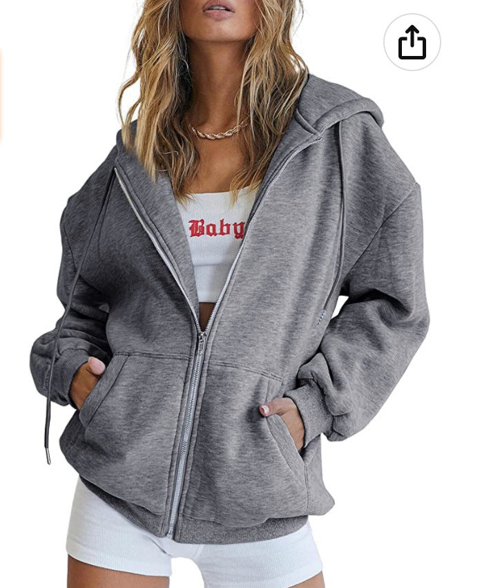 Ladies oversized hooded jacket with practical pockets Amarae